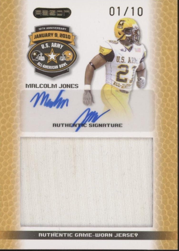 Malcom Jones 2010 Razor US Army All American Bowl Swatch Auto 01/10 #JS - MJ2 - Collector Store LLC