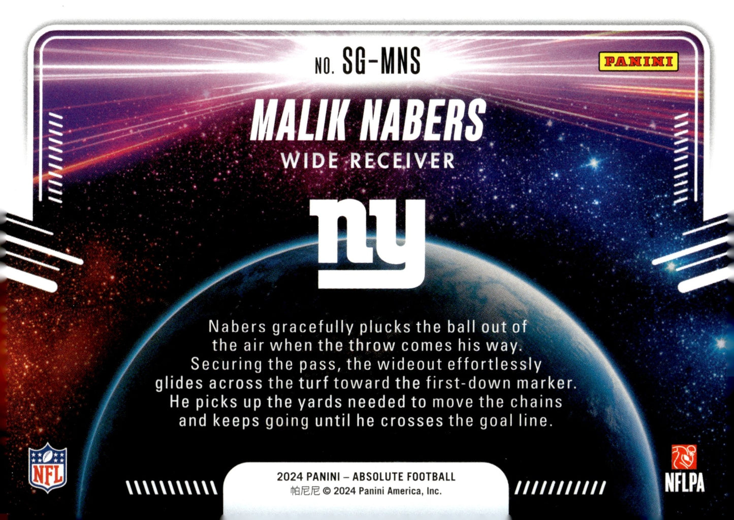 Malik Nabers 2024 Panini Absolute Star Gazing RC #SG - MNS - Collector Store LLC