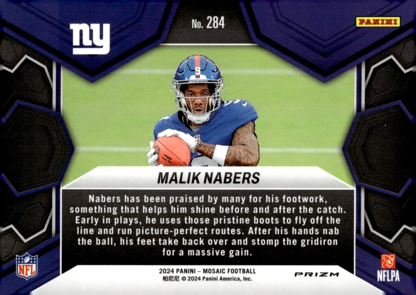 Malik Nabers 2024 Panini Mosaic NFL Debut Prizm RC #284 - Collector Store LLC