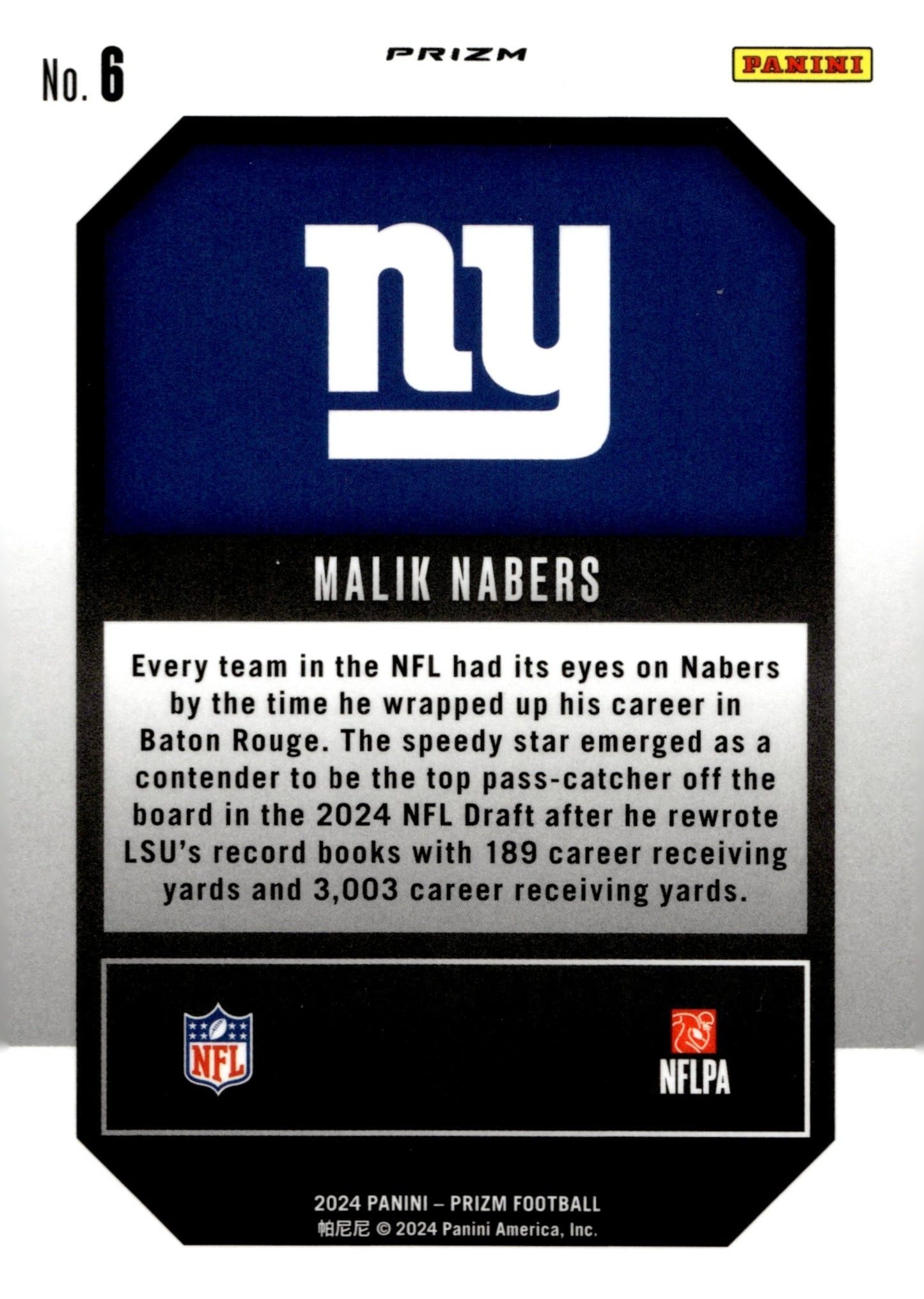 Malik Nabers 2024 Panini Prizm Emergent Green Prizm RC #6 - Collector Store LLC