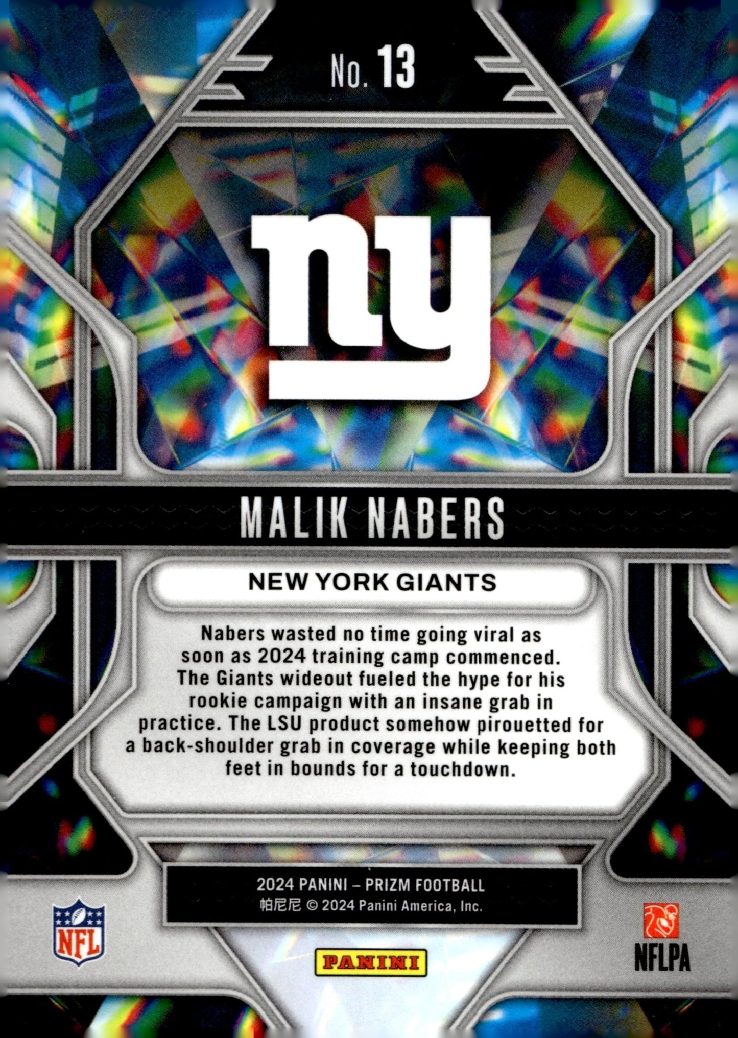 Malik Nabers 2024 Panini Prizm Prizmatic RC #13 #2 - Collector Store LLC