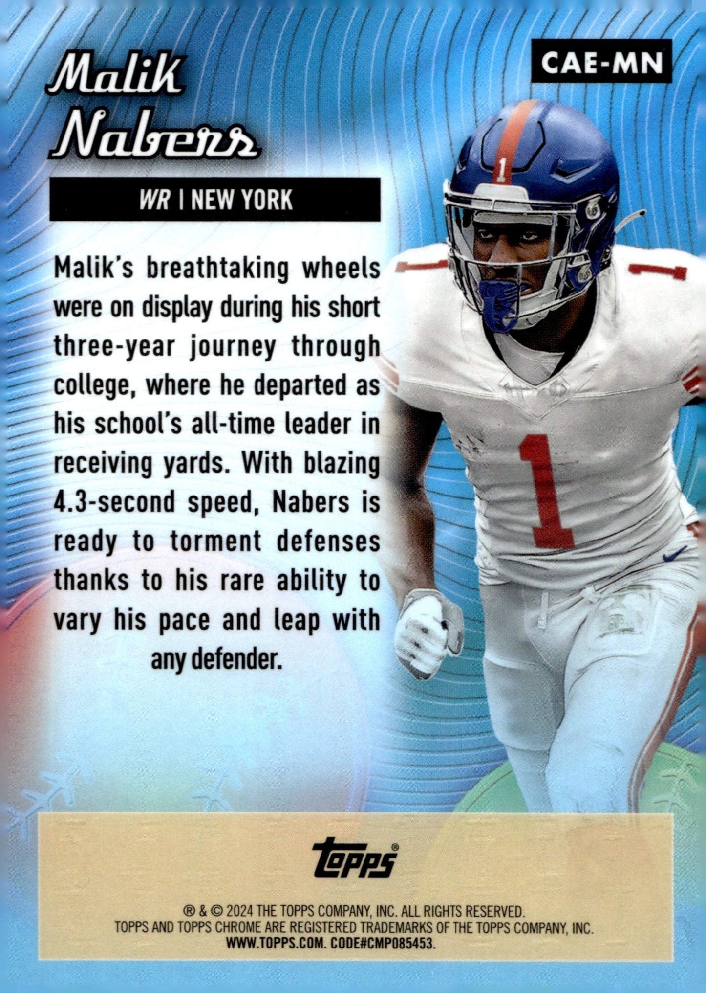 Malik Nabers 2024 Topps Chrome All Etch Pink RC #CAE - MN - Collector Store LLC