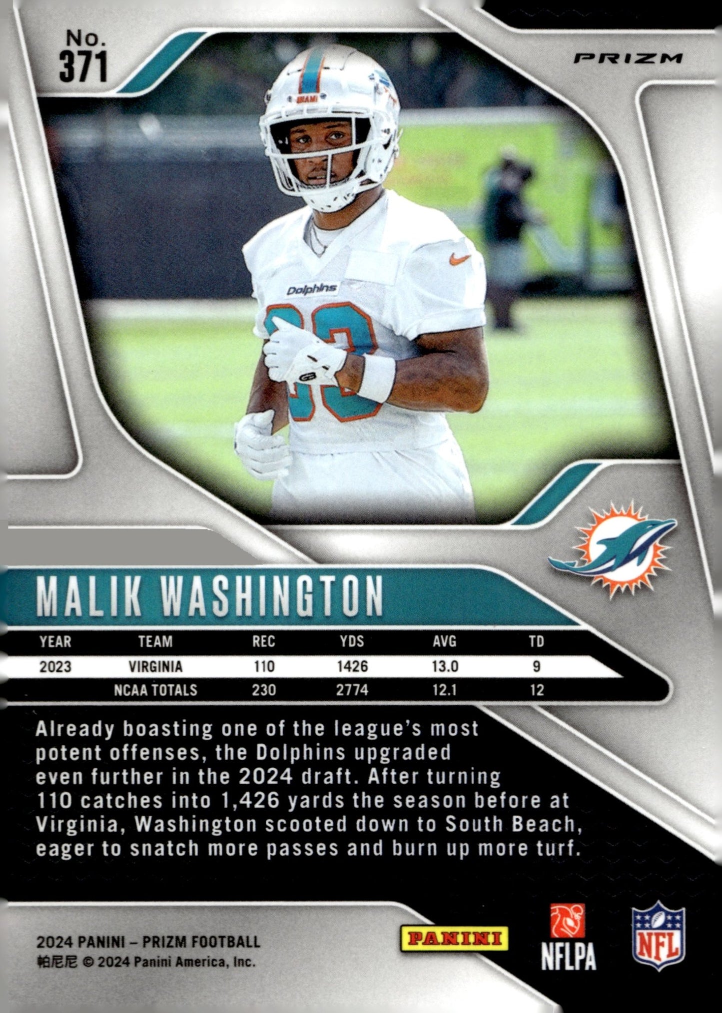 Malik Washington 2024 Panini Prizm Orange Lazer Prizm RC #371 #1 - Collector Store LLC