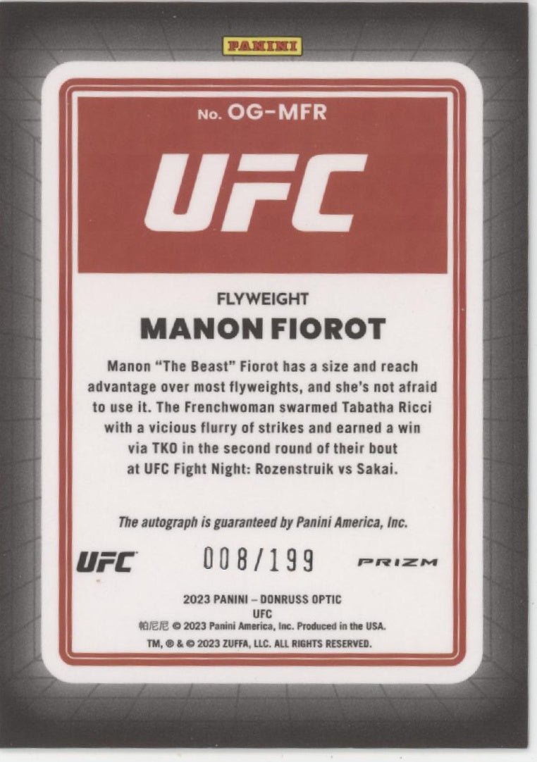 Manon Fiorot 2023 Panini Donruss Optic Opti - Graphs Red Prizm Auto 008/199 - Collector Store LLC