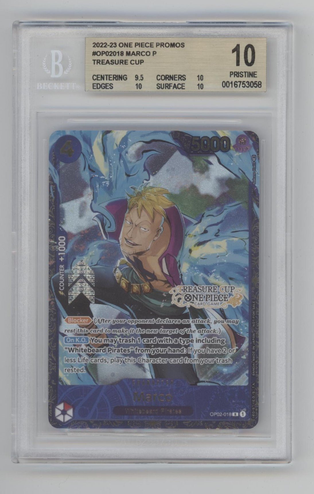 Marco One Piece Card Game Treasure Cup Promo 018 Beckett 10 - Collector Store LLC