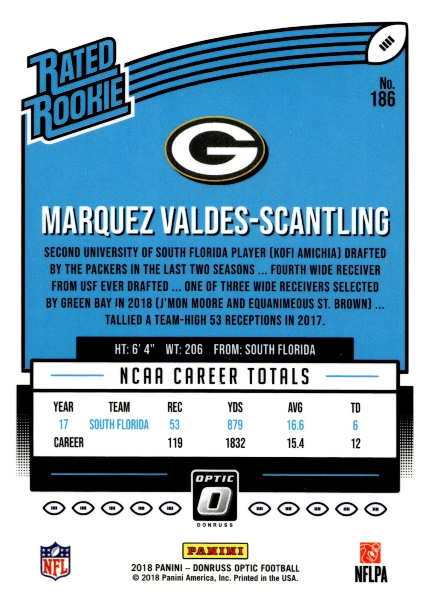 Marquez Valdes - Scantling 2018 Panini Donruss Optic Rated Rookie RC #186 #1 - Collector Store LLC