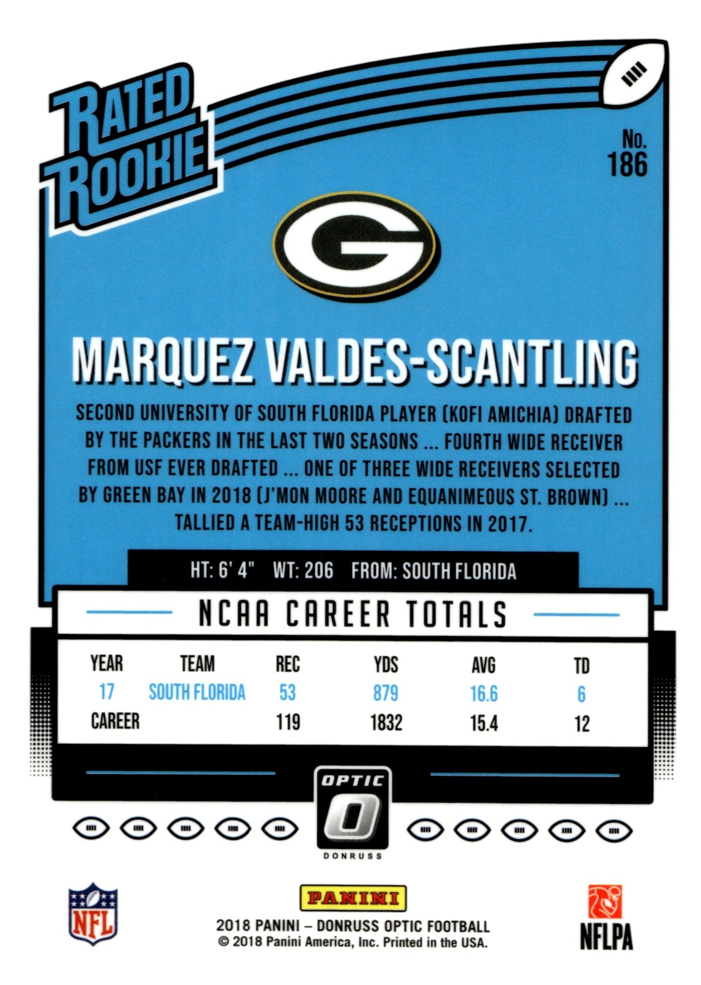 Marquez Valdes - Scantling 2018 Panini Donruss Optic Rated Rookie RC #186 #2 - Collector Store LLC