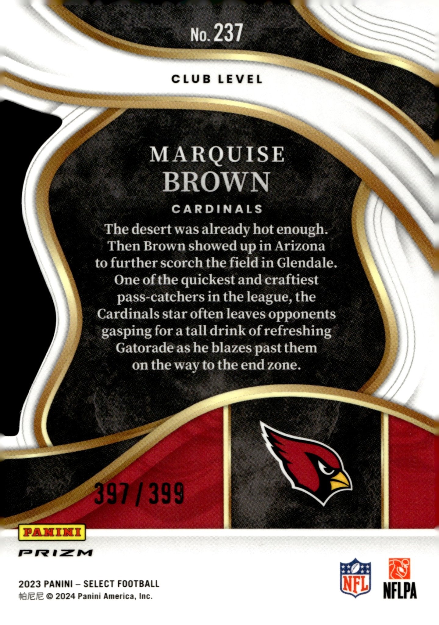 Marquise Brown 2023 Panini Select Orange Prizm 397/399 #327 - Collector Store LLC