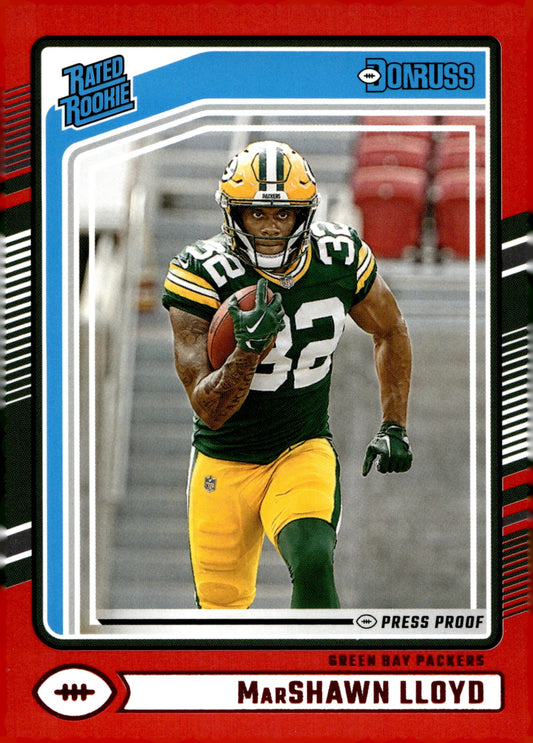 MarShawn Lloyd 2024 Panini Donruss Rated Rookie Press Proof Red RC #374 - Collector Store LLC