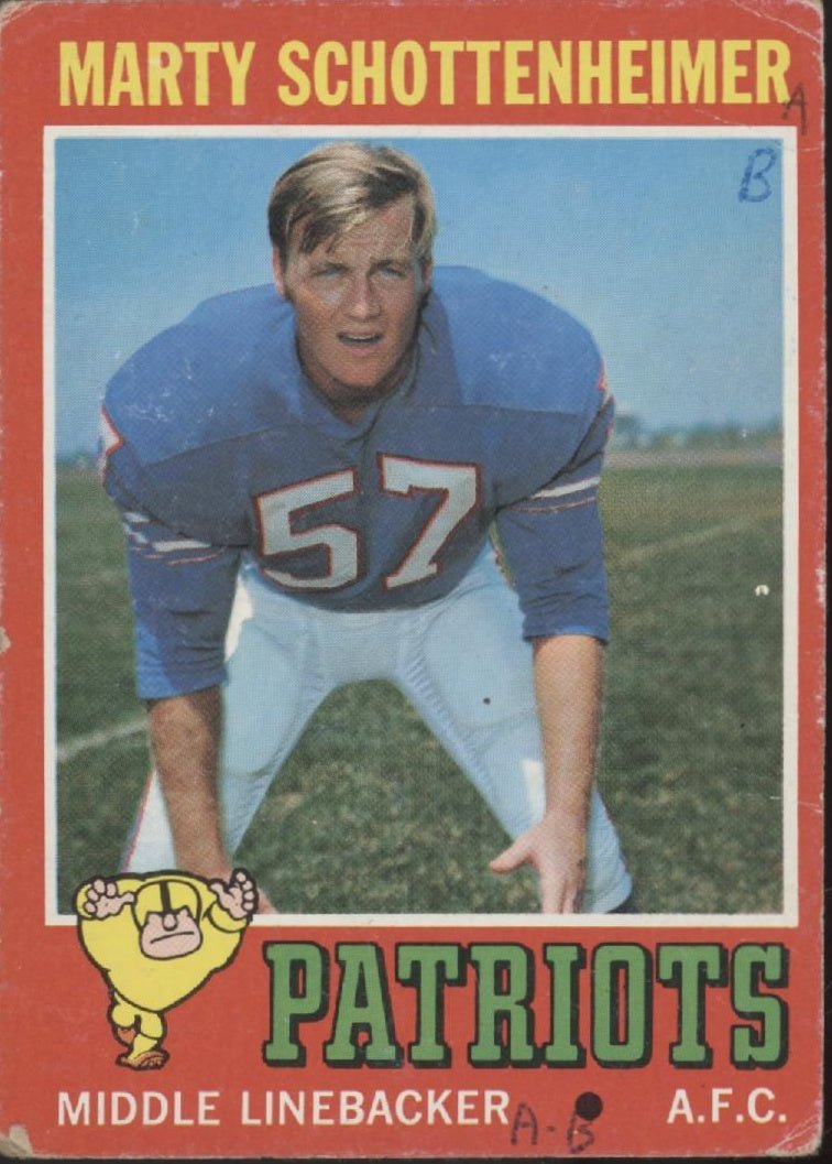 Marty Schottenheimer 1971 Topps RC #3 New England Patriots PR - Collector Store LLC