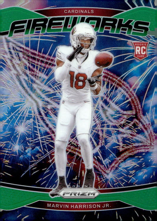 Marvin Harrison Jr. 2024 Panini Prizm Fireworks Green Prizm RC #20 #2 - Collector Store LLC