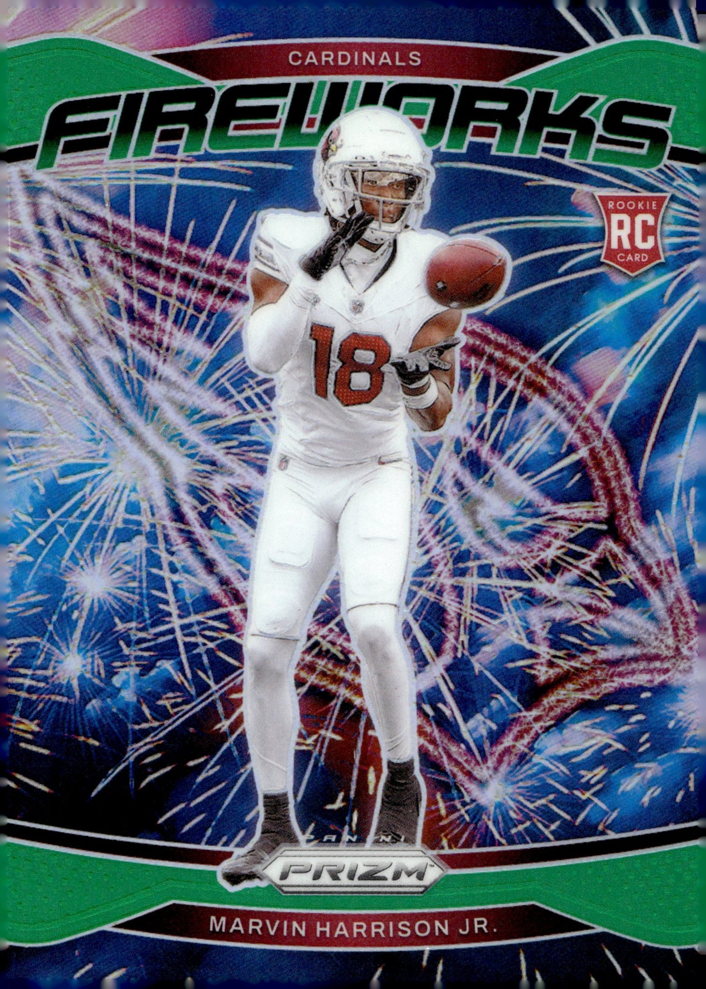 Marvin Harrison Jr. 2024 Panini Prizm Fireworks Green Prizm RC #20 #3 - Collector Store LLC