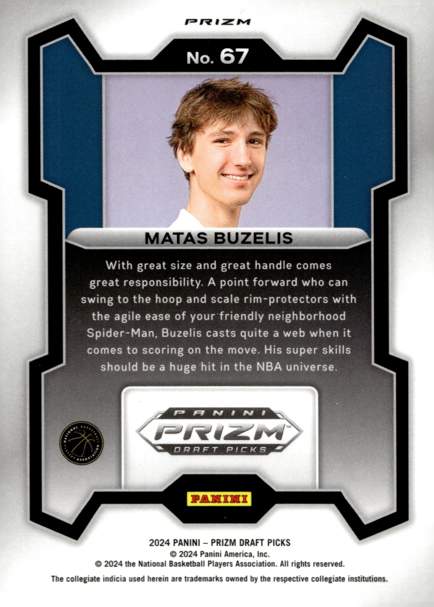 Matas Buzelis 2024 Panini Prizm Draft Picks Silver Prizm RC #67 - Collector Store LLC