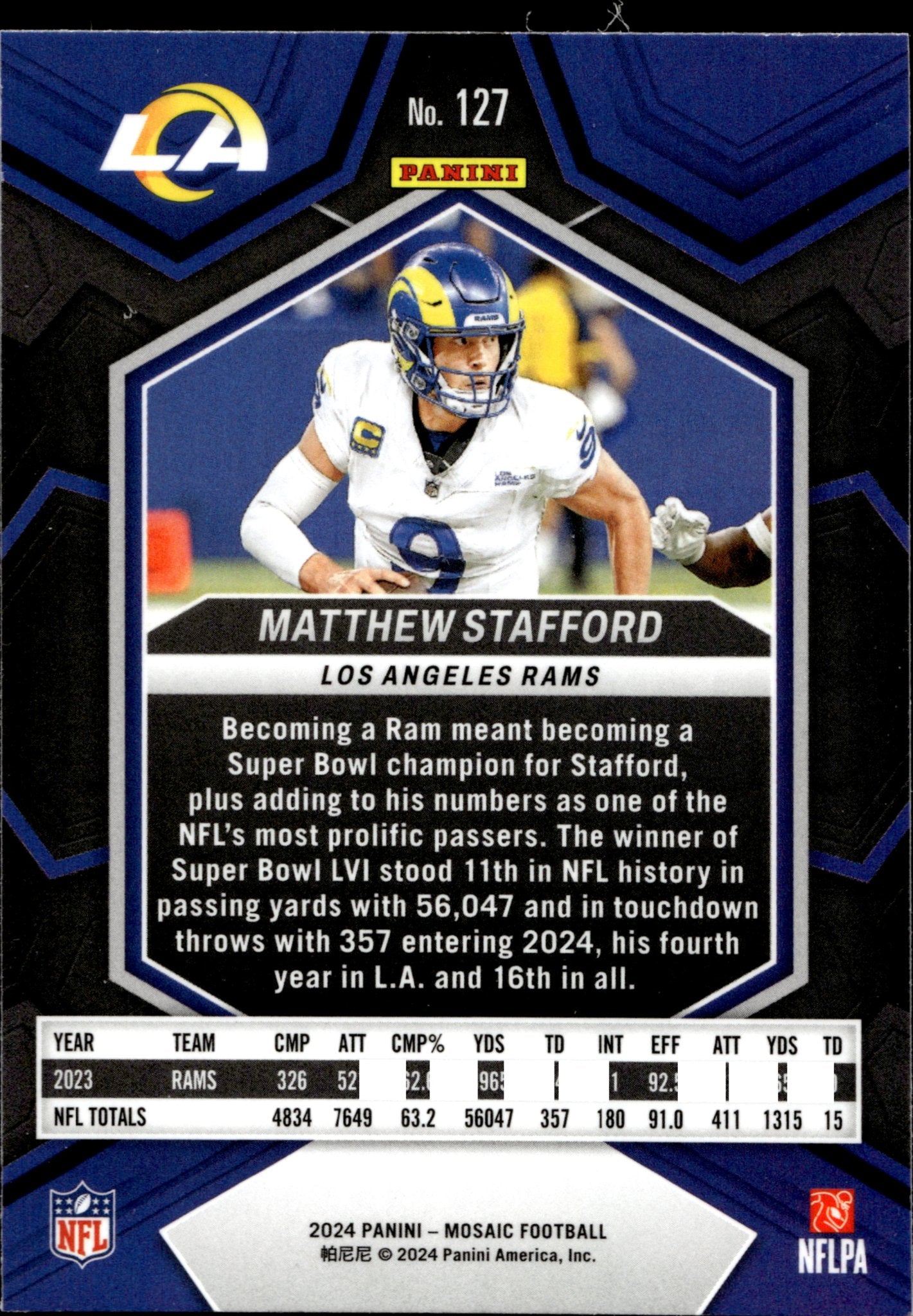 Matthew Stafford 2024 Panini Mosaic #127 - Collector Store LLC