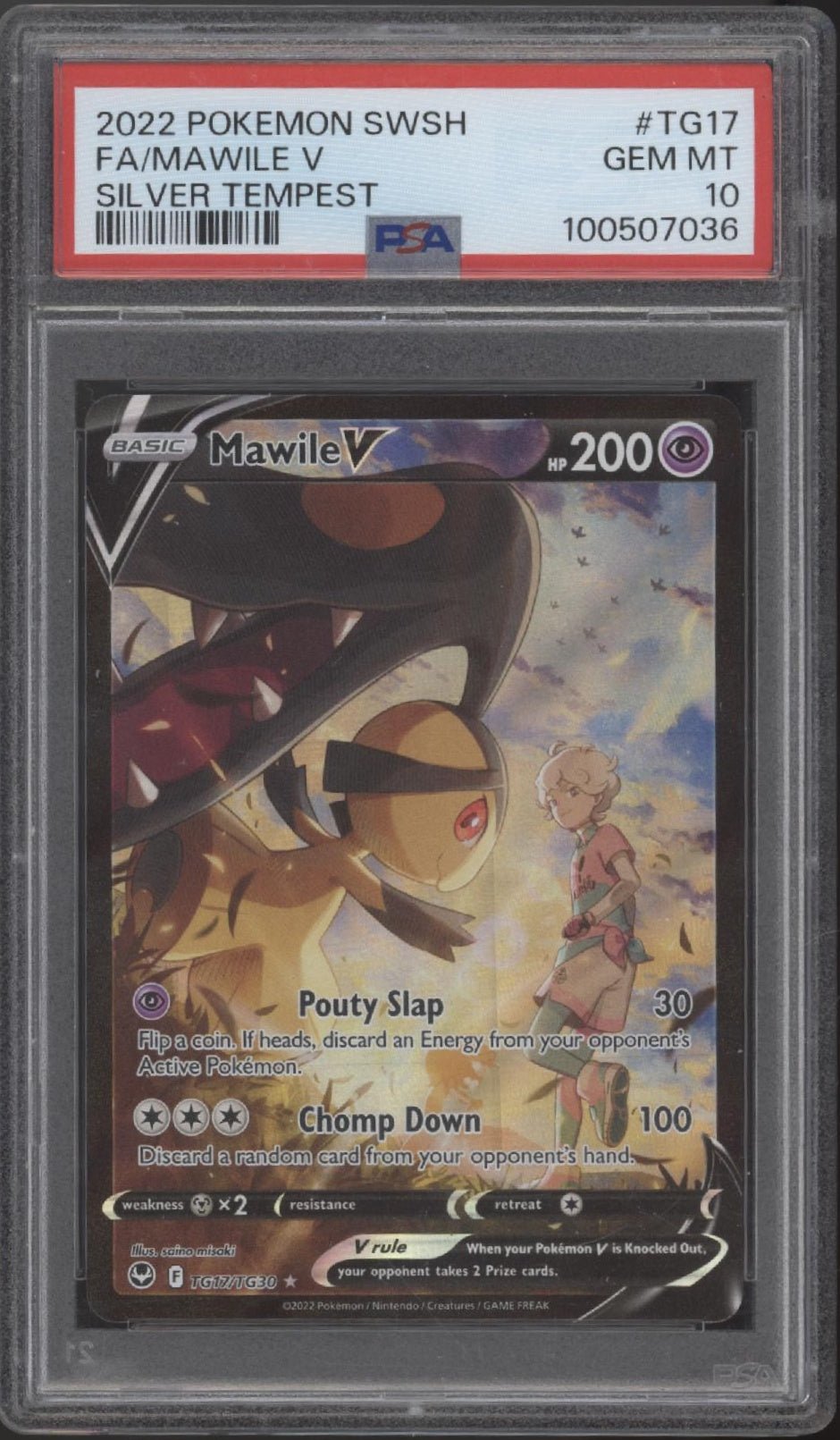Mawile V Pokemon Silver Tempest Full Art TG17 PSA 10 - Collector Store LLC
