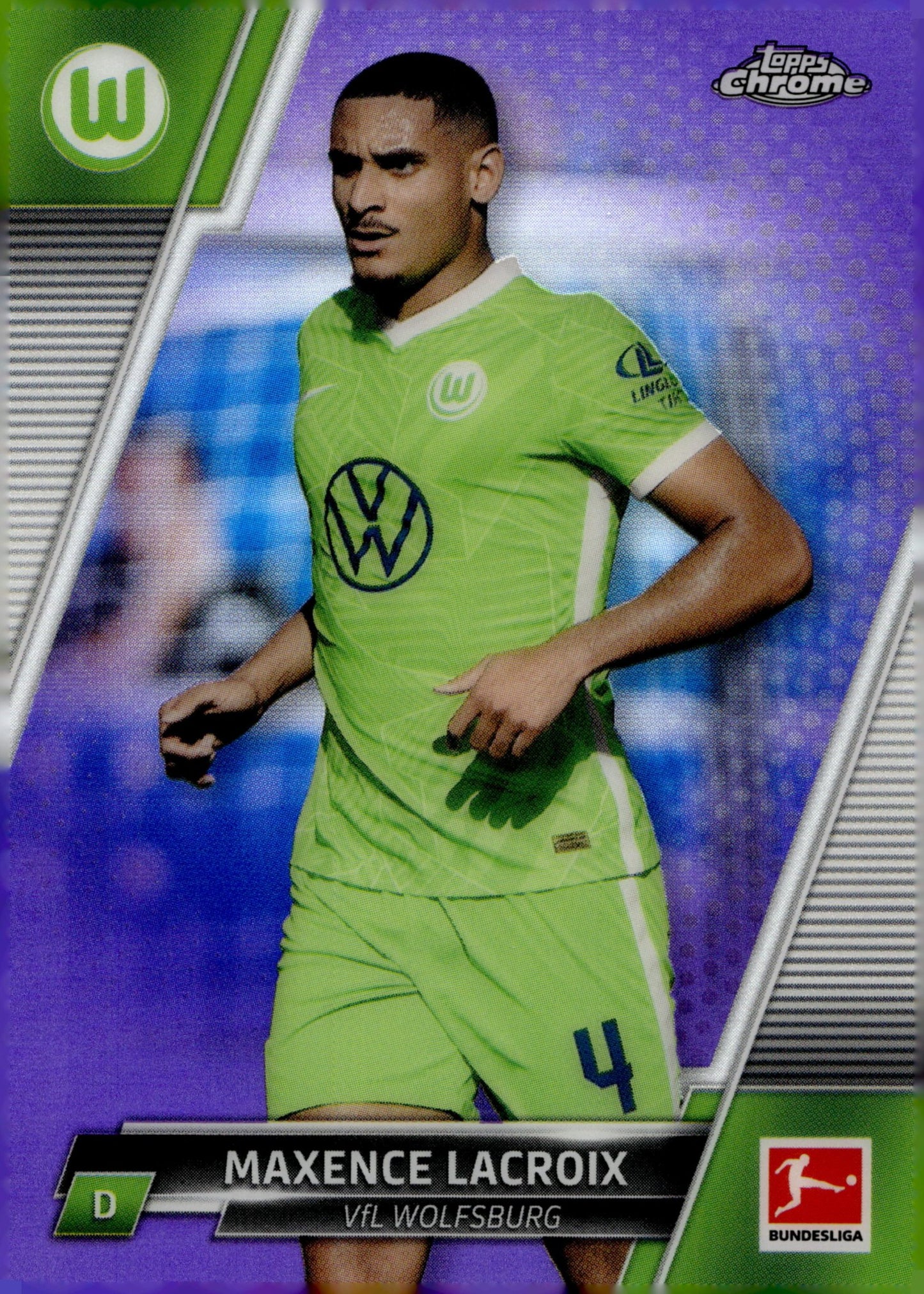 Maxence Lacroix 2021 - 22 Topps Chrome Bundesliga Purple Refractor 030/299 #100 - Collector Store LLC