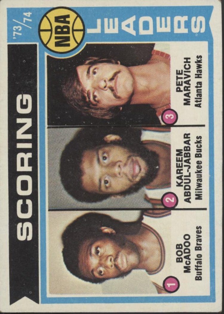 McAdoo / Maravich / Abdul - Jabbar 1974 - 75 Topps 145 VG - Collector Store LLC