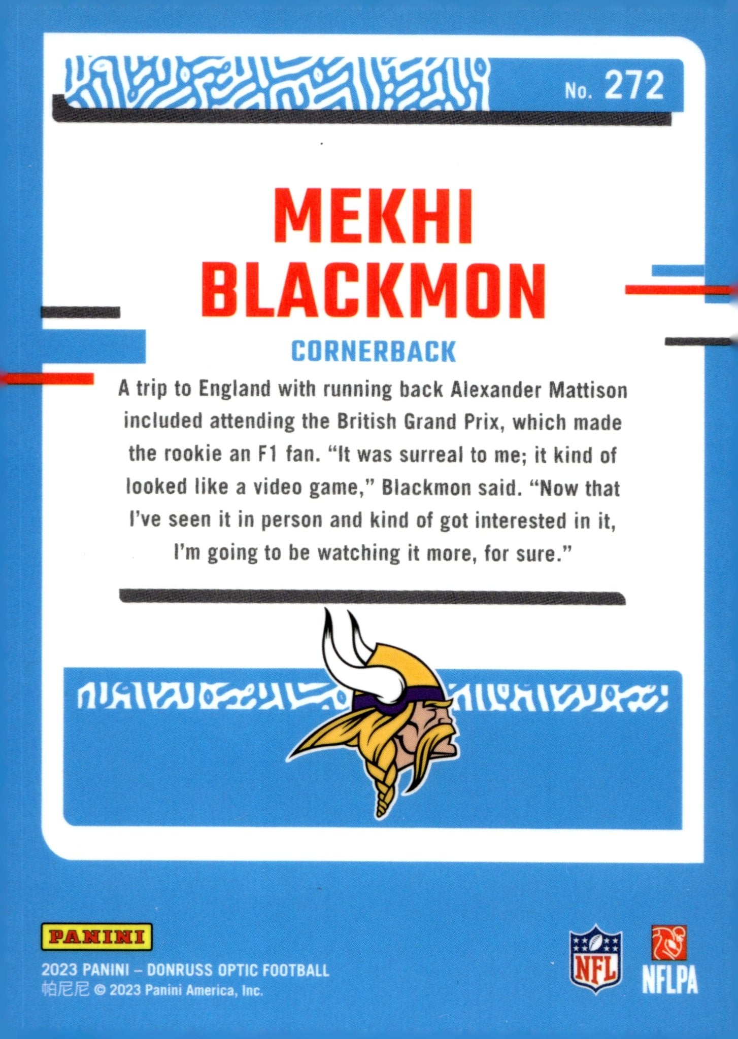 Mekhi Blackmon 2023 Panini Donruss Optic Rated Rookie RC #272 - Collector Store LLC
