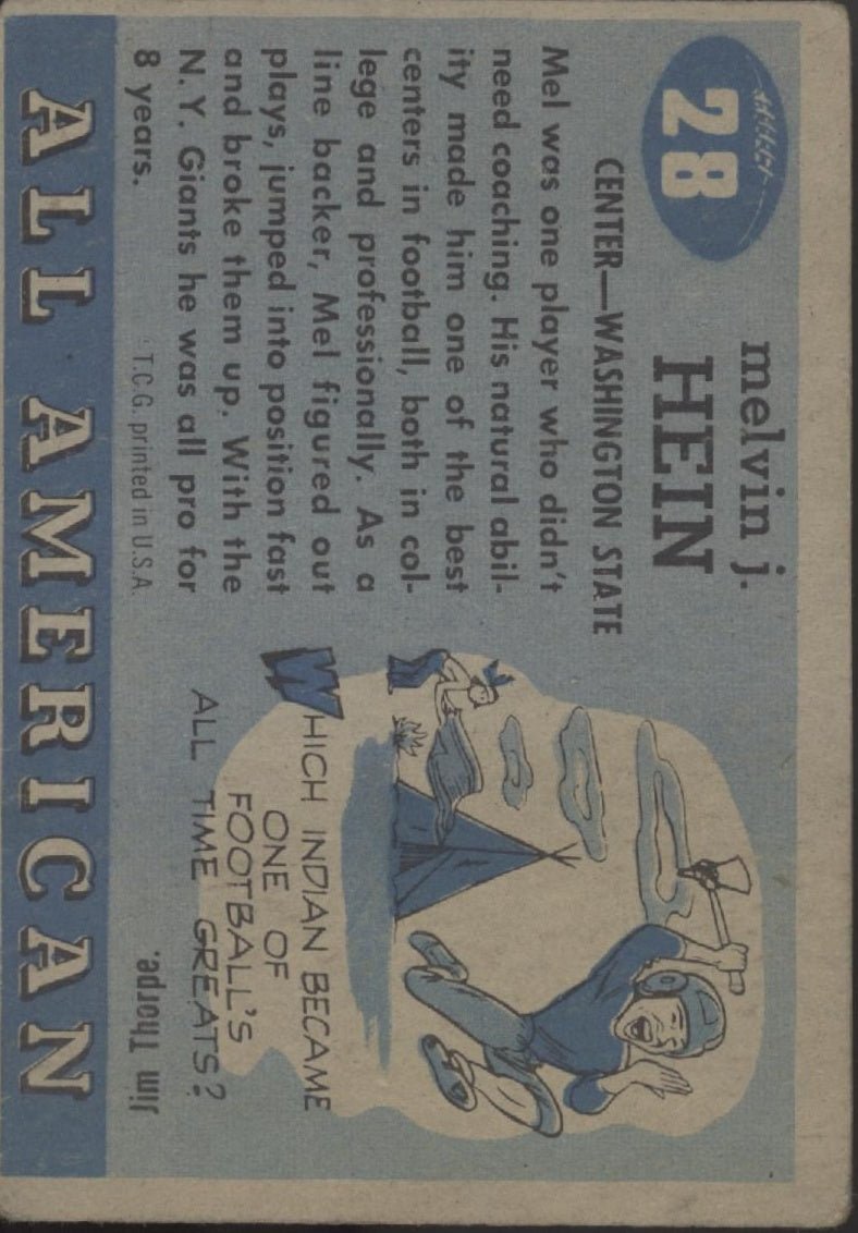Mel Hein 1955 Topps All American RC #28 VG #1 - Collector Store LLC