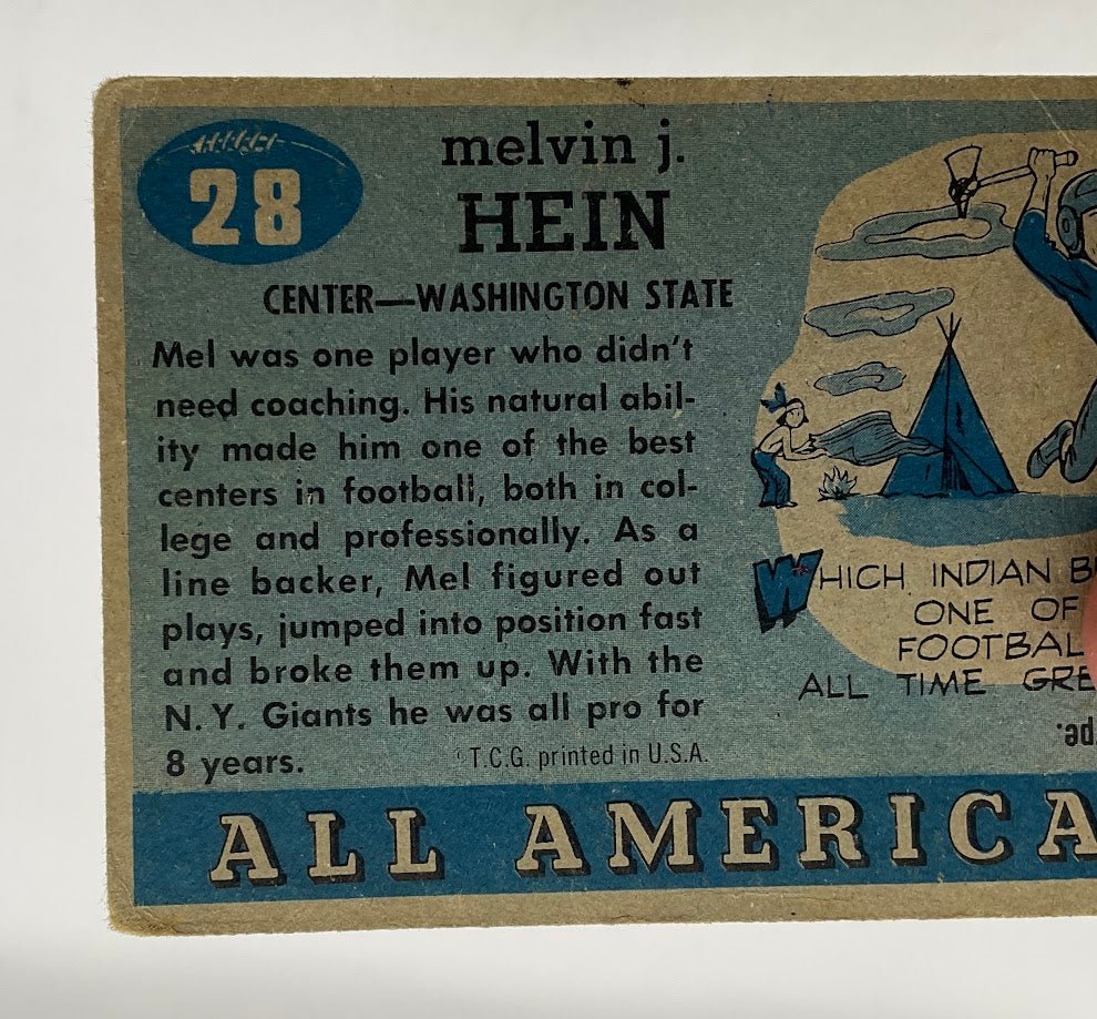 Mel Hein 1955 Topps All American RC #28 VG #2 - Collector Store LLC
