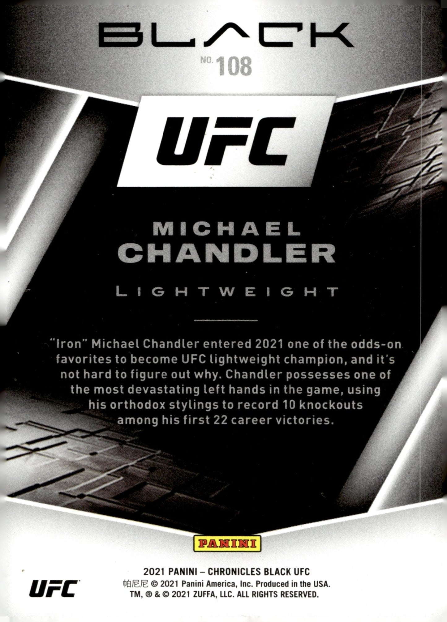 Michael Chandler 2021 Panini Chronicles Black RC #108 - Collector Store LLC