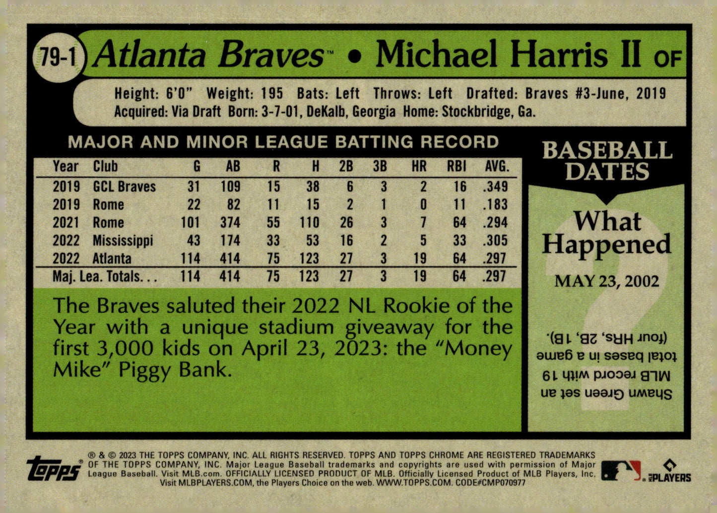 Michael Harris II 2023 Topps Chrome RC #79 - 1 - Collector Store LLC