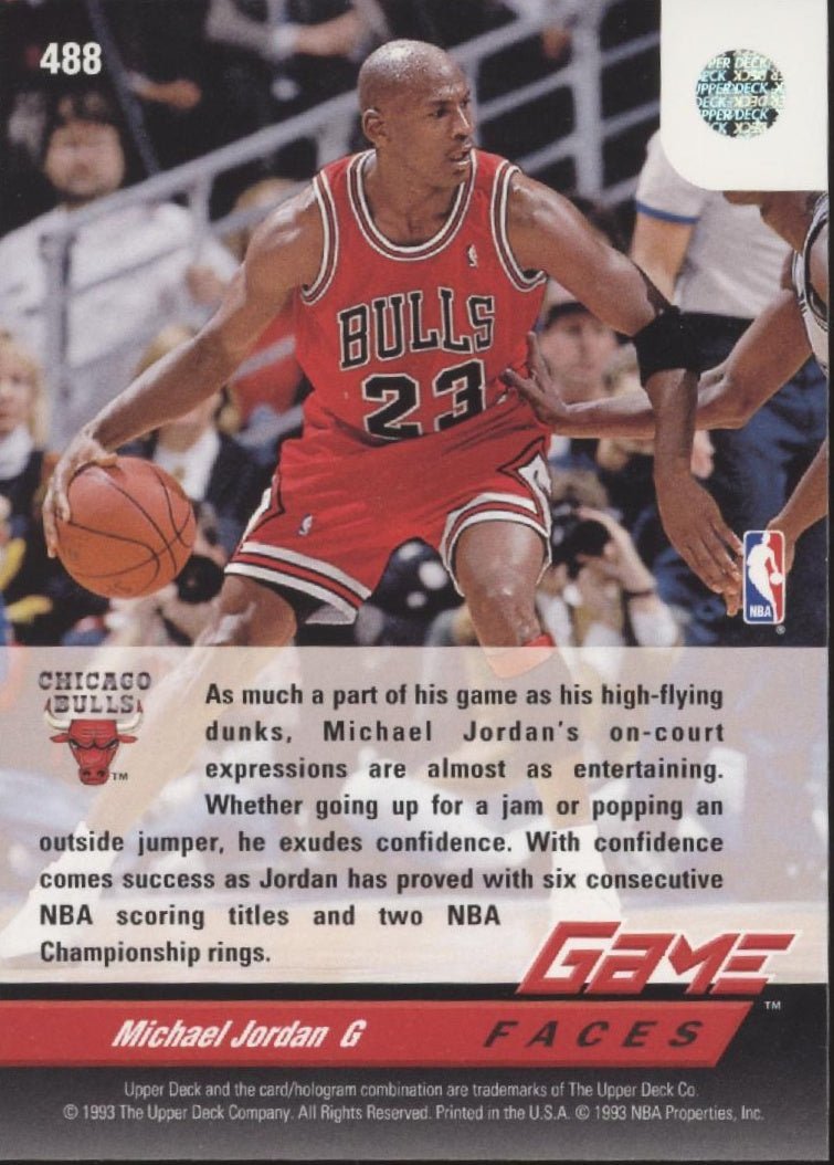 Michael Jordan 1992 - 93 Upper Deck Game Faces 488 1 - Collector Store LLC