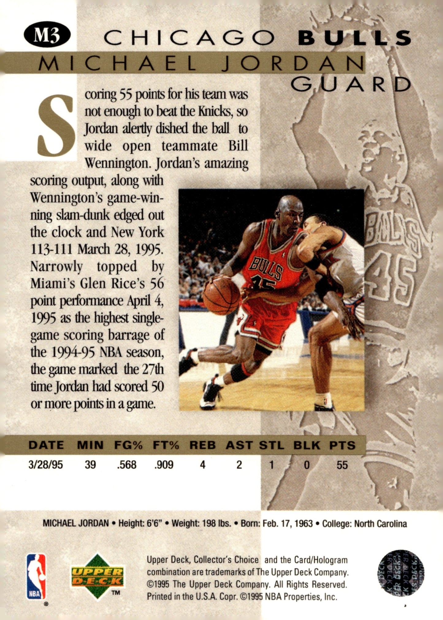 Michael Jordan 1995 - 96 Upper Deck Collector's Choice #M3 - Collector Store LLC