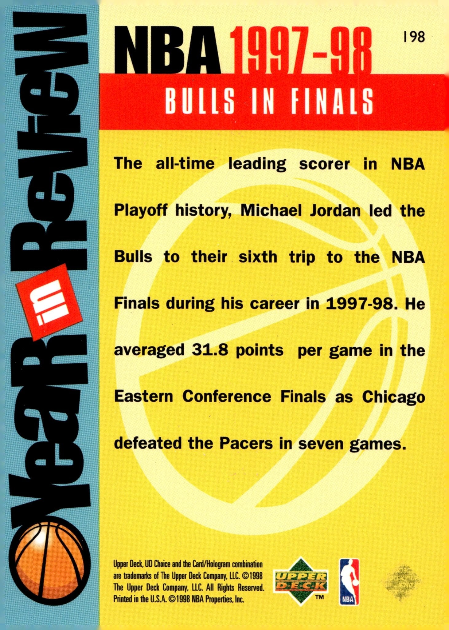 Michael Jordan 1997 - 98 Upper Deck Choice Year in Review #198 - Collector Store LLC