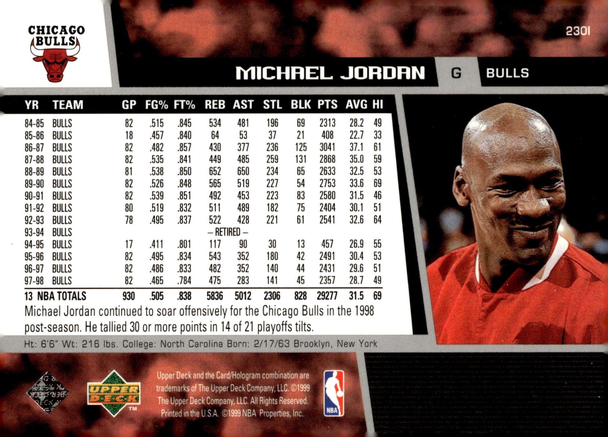 Michael Jordan 1998 - 99 Upper Deck #230I - Collector Store LLC