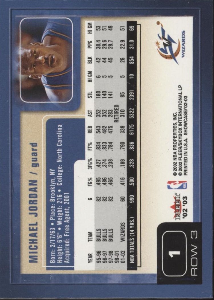 Michael Jordan 2002 - 03 Fleer Showcase #1 Row 3 - Collector Store LLC