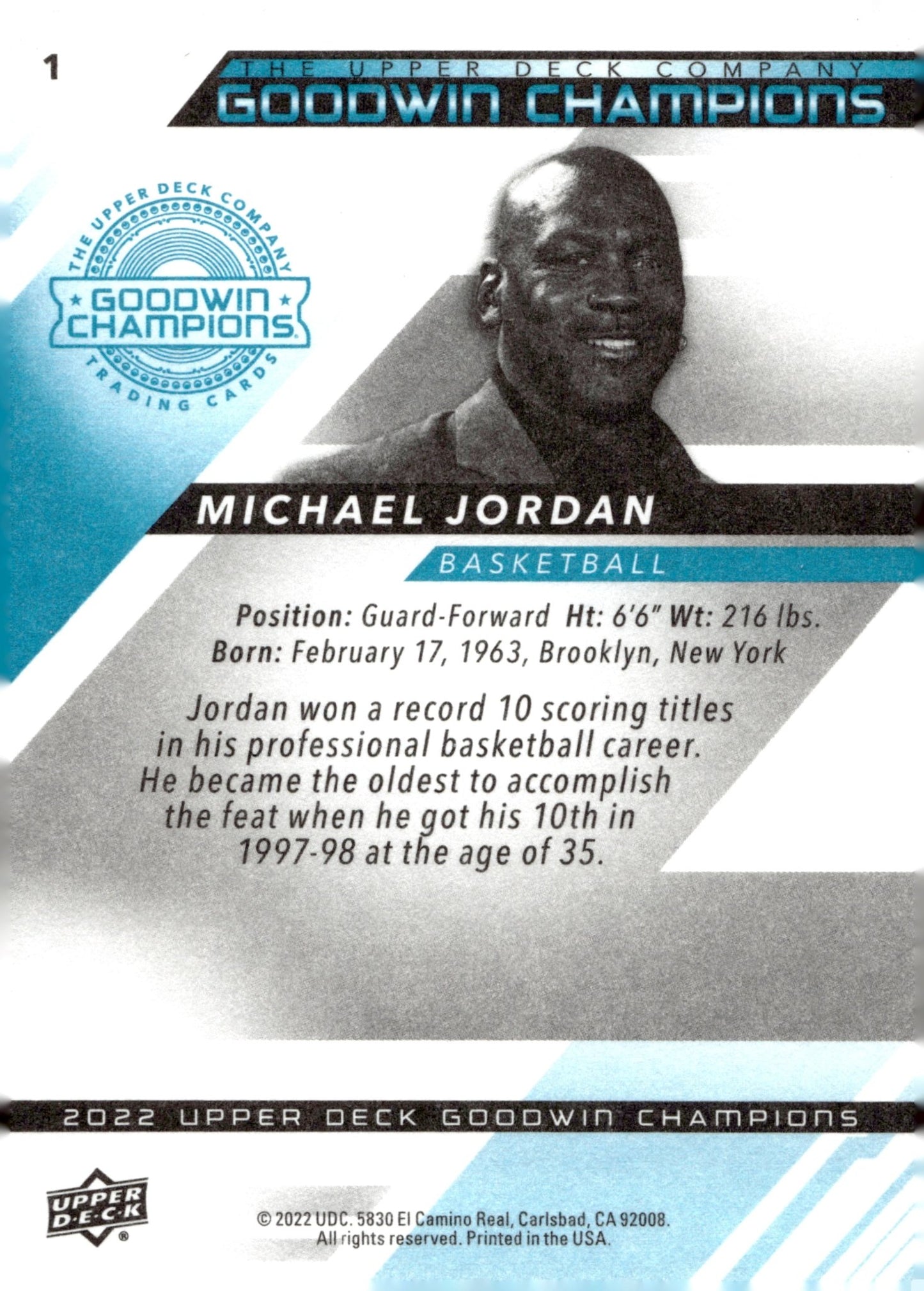 Michael Jordan 2022 Upper Deck Goodwin Champions #1 - Collector Store LLC