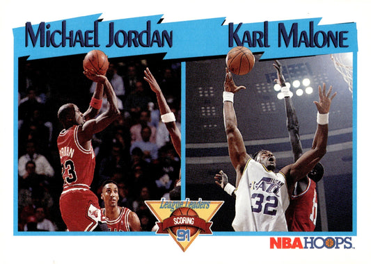 Michael Jordan / Karl Malone 1991 - 92 NBA Hoops League Leaders #306 - Collector Store LLC