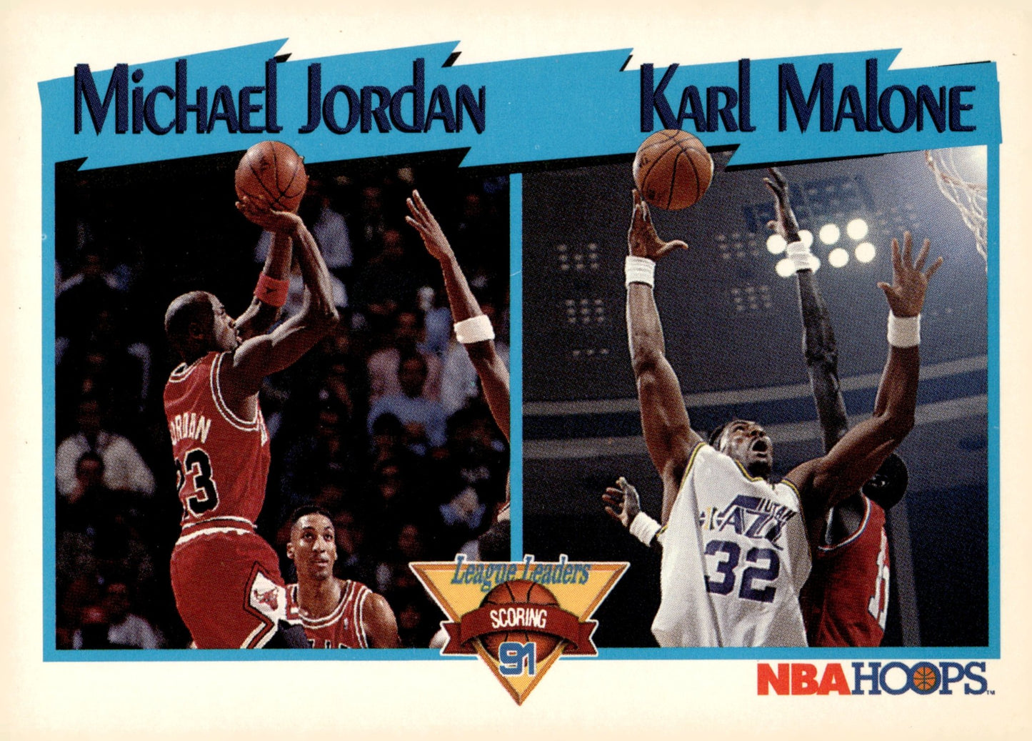 Michael Jordan / Karl Malone 1991 NBA Hoops League Leaders Scoring #306 #2 - Collector Store LLC