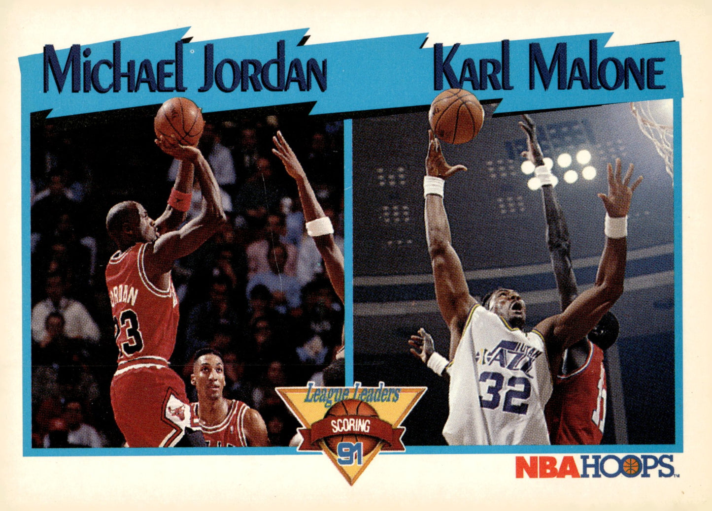 Michael Jordan / Karl Malone 1991 NBA Hoops League Leaders Scoring #306 #3 - Collector Store LLC