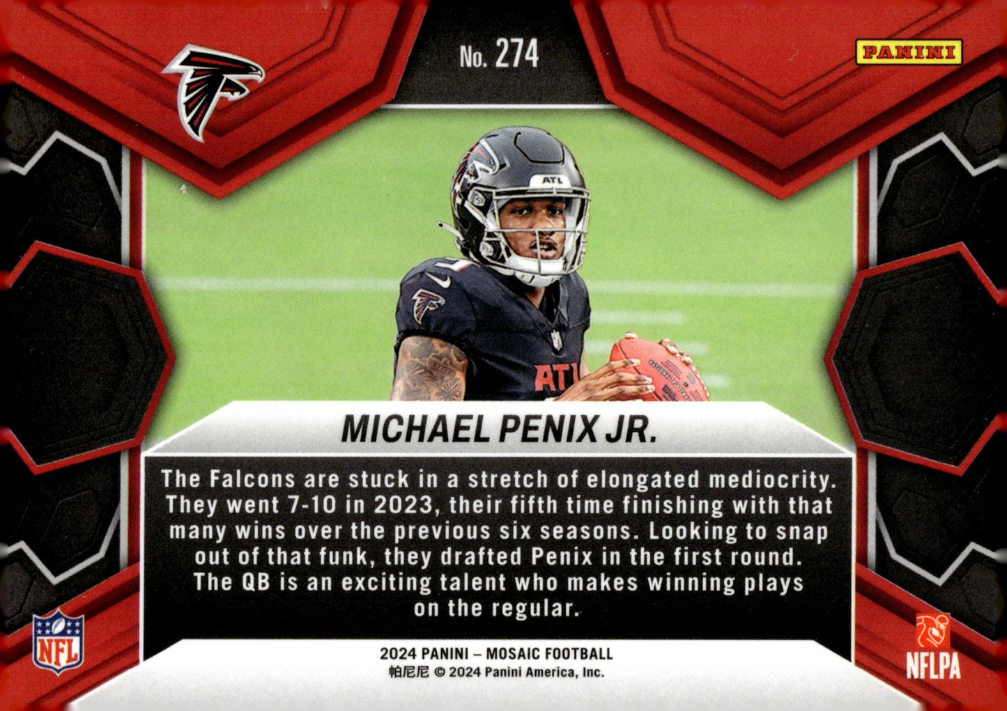 Michael Penix Jr. 2024 Panini Mosaic NFL Debut RC #274 - Collector Store LLC
