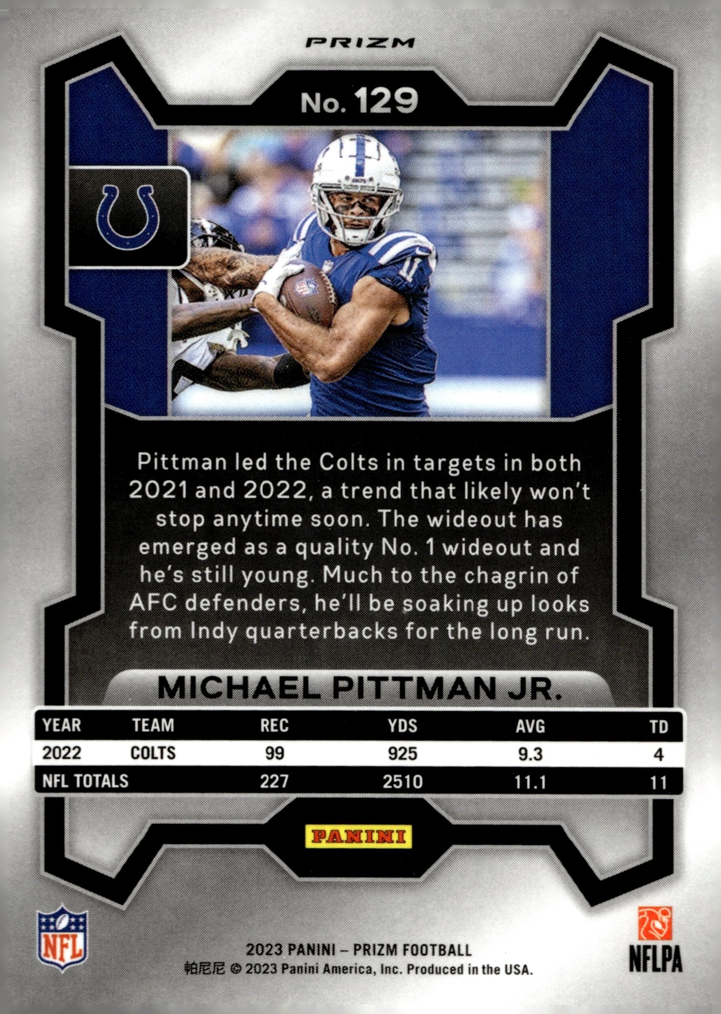 Michael Pittman Jr. 2023 Panini Prizm Silver Prizm #129 - Collector Store LLC