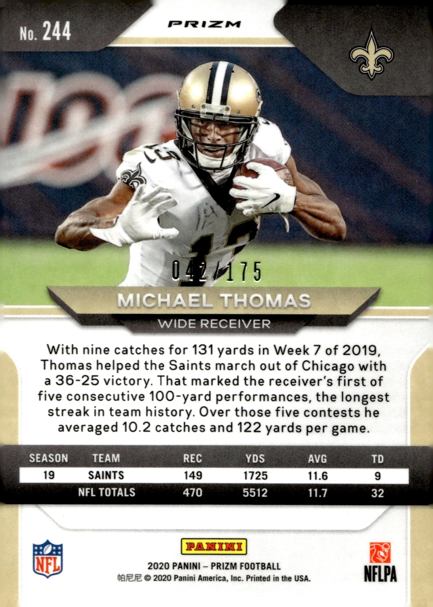 Michael Thomas 2020 Panini Prizm Green Hyper Prizm 042/175 #244 - Collector Store LLC