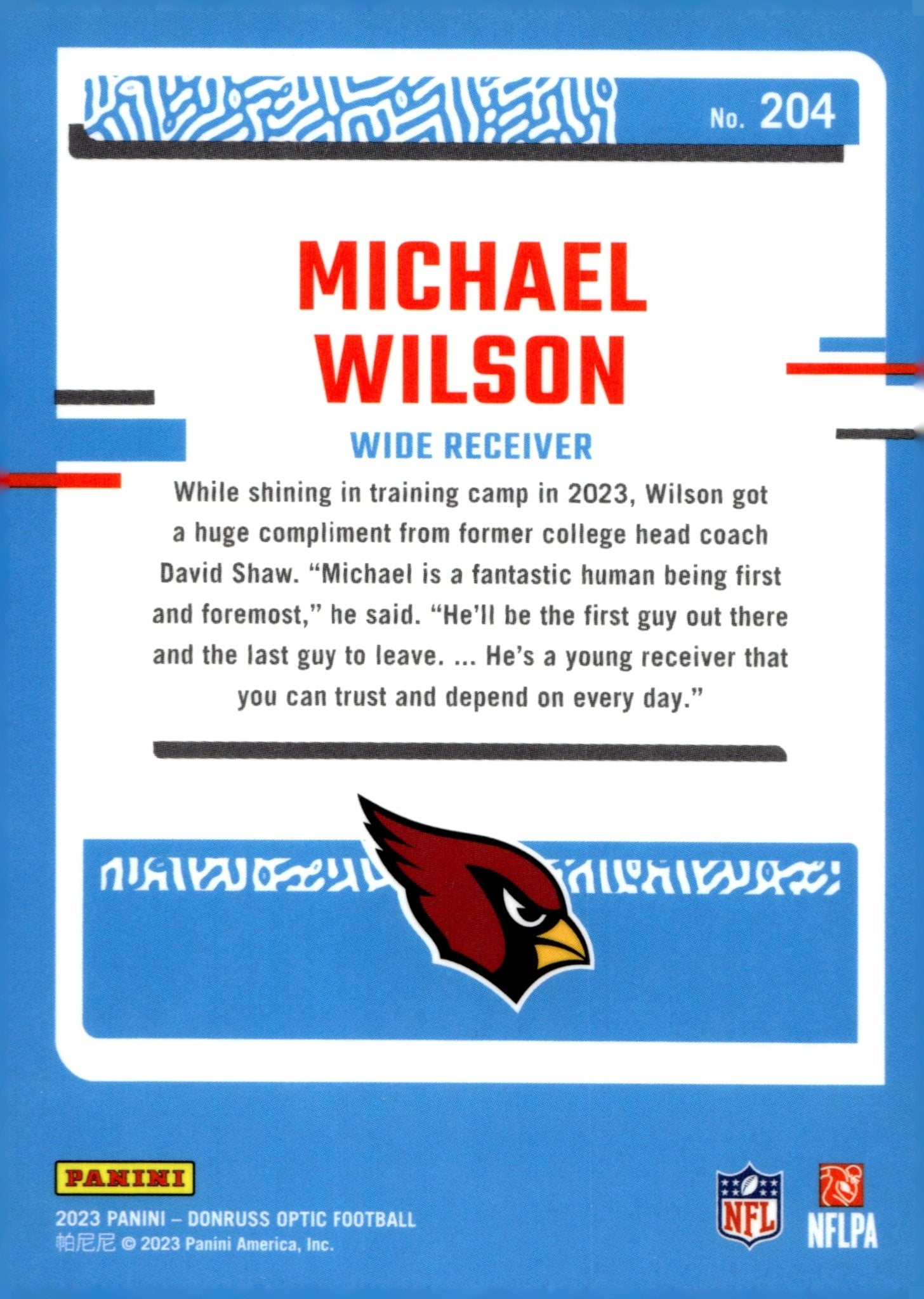 Michael Wilson 2023 Panini Donruss Optic Rated Rookie RC #204 - Collector Store LLC