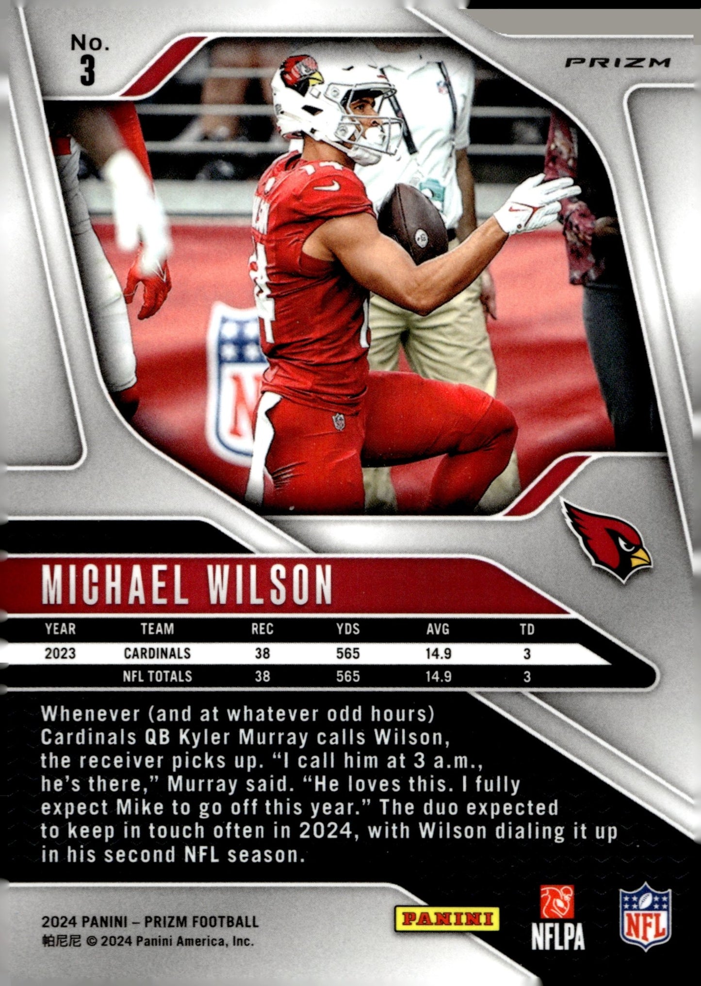 Michael Wilson 2024 Panini Prizm Red White & Blue Prizm #3 - Collector Store LLC