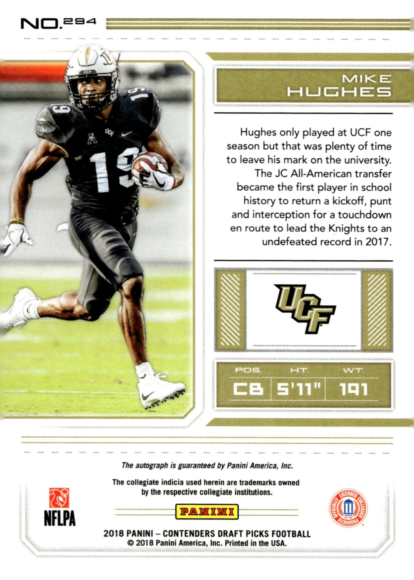 Mike Hughes 2018 Panini Contenders Draft Picks College Ticket RC Auto #294 - Collector Store LLC