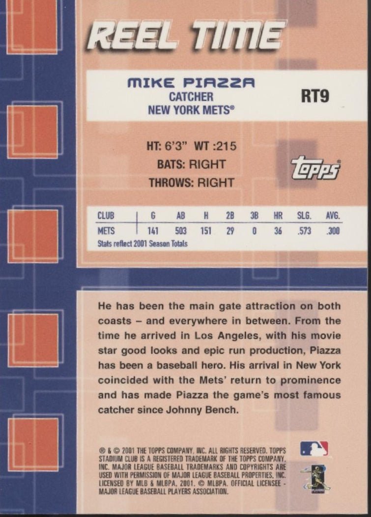 Mike Piazza 2001 Topps Stadium Club Reel Time #RT9 - Collector Store LLC