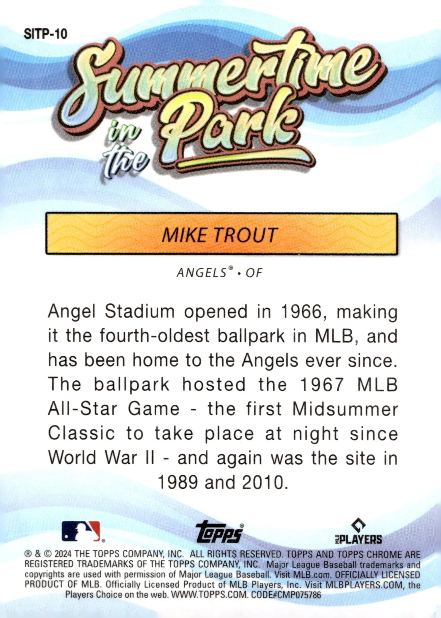 Mike Trout 2024 Topps Chrome Summertime in the Park Refractor #SITP - 10 - Collector Store LLC