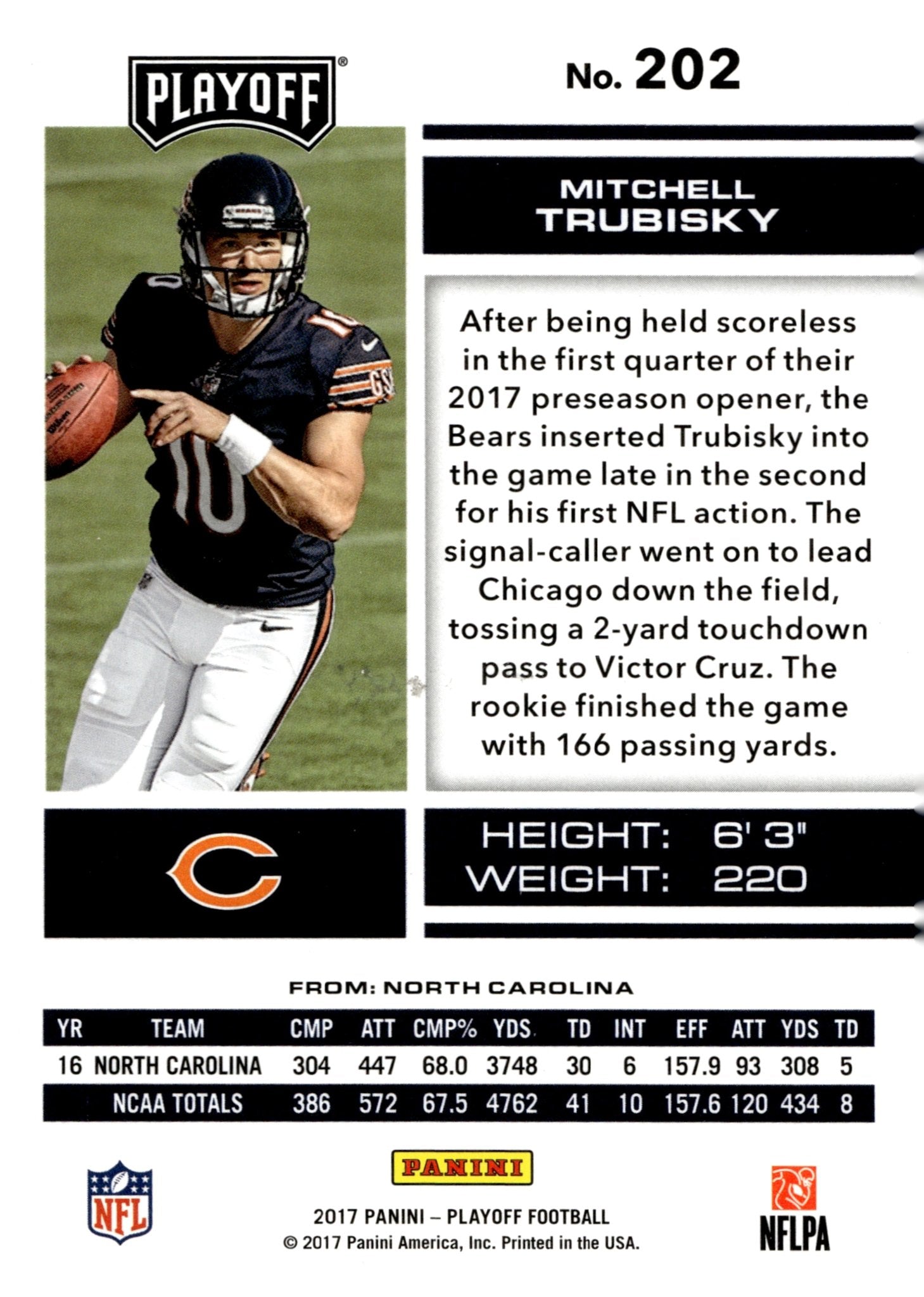 Mitchell Trubisky 2017 Panini Playoff RC #202 - Collector Store LLC