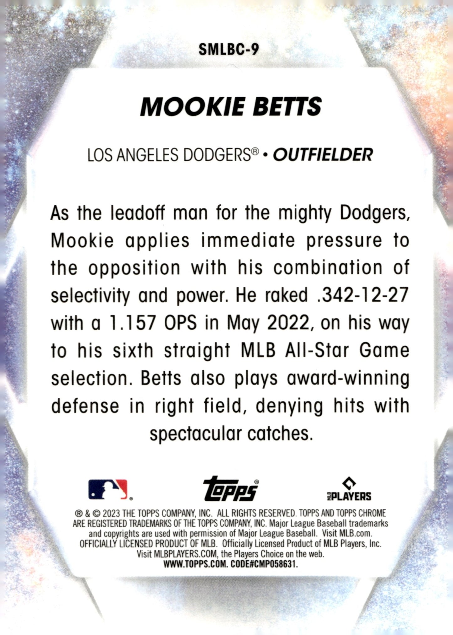 Mookie Betts 2023 Topps Chrome Stars of the MLB Refractor #SMLBC - 9 - Collector Store LLC