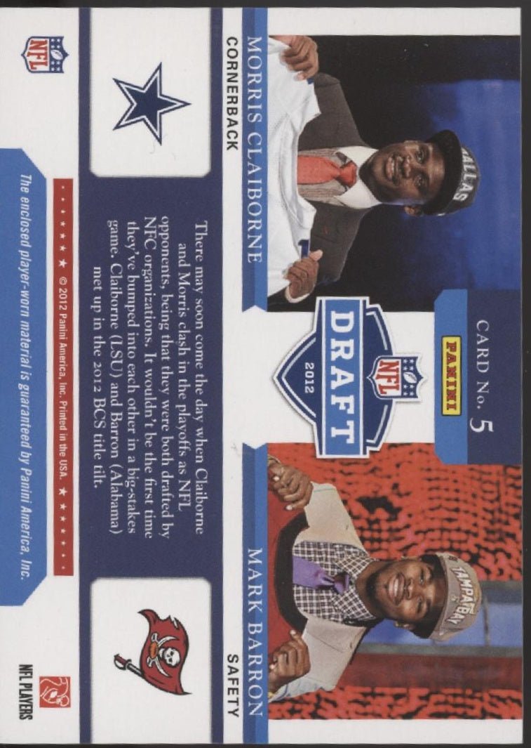 Morris Claiborne / Mark Barron 2012 Panini Prestige NFL Draft Swatches #5 - Collector Store LLC