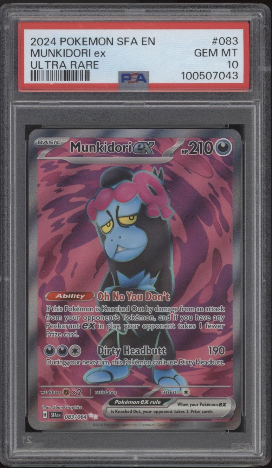 Munkidori ex Pokemon Shrouded Fable Ultra Rare #083 PSA 10