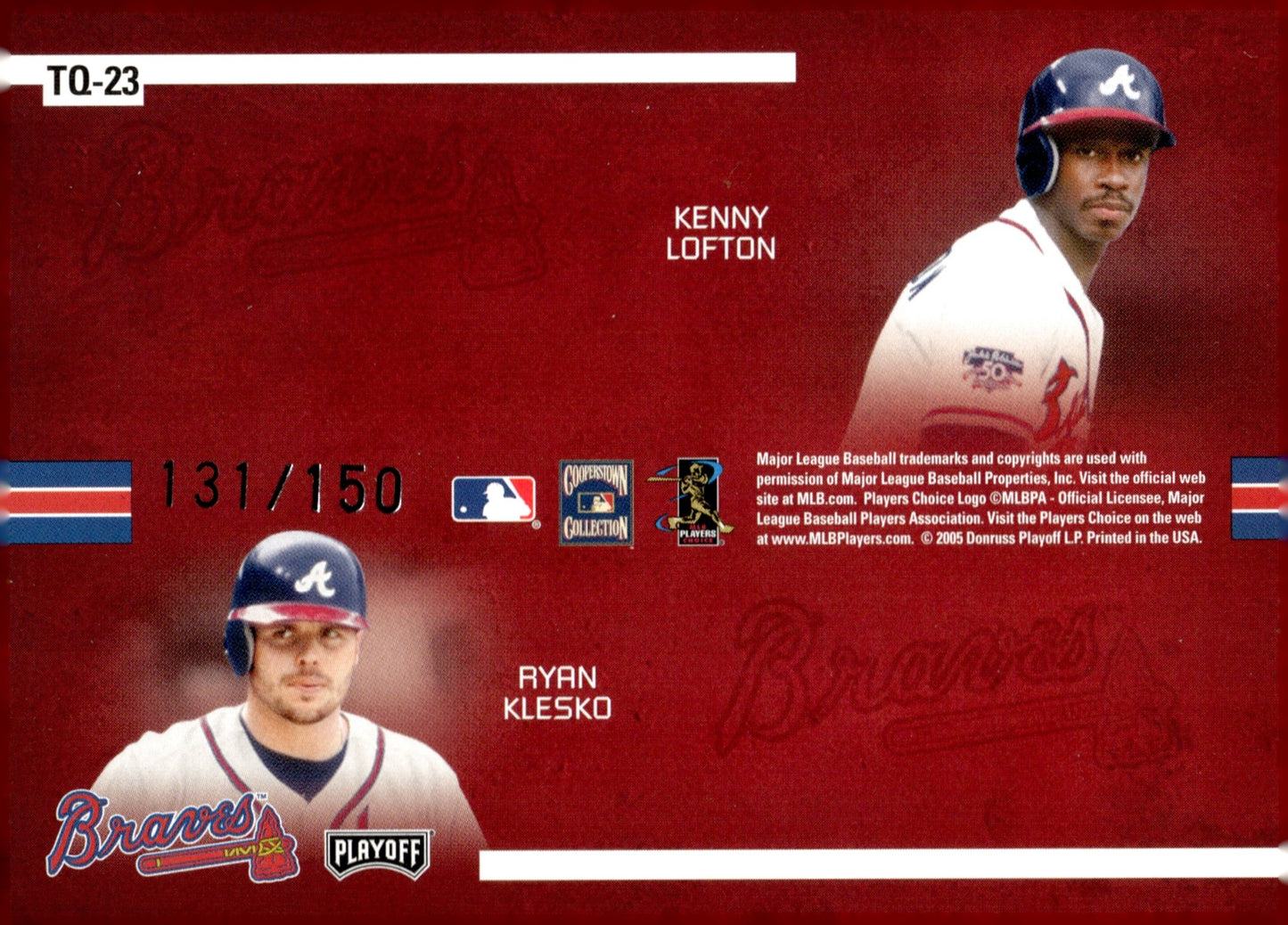 Murphy / Jones / Lofton / Klesko 2005 Absolute Memorabilia Team Quads 131/150 - Collector Store LLC