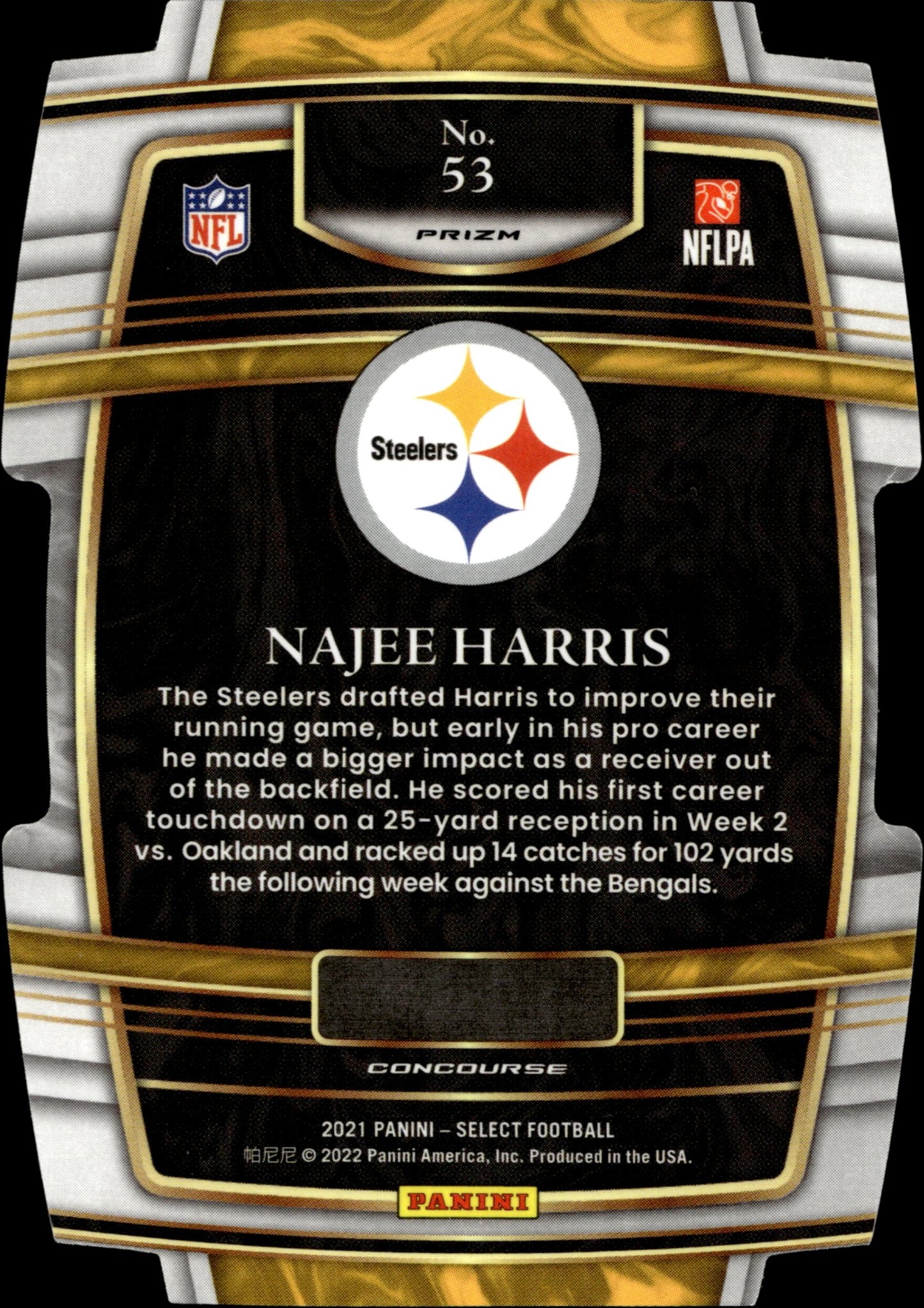 Najee Harris 2021 Panini Select Die - Cut Prizm RC #53 - Collector Store LLC