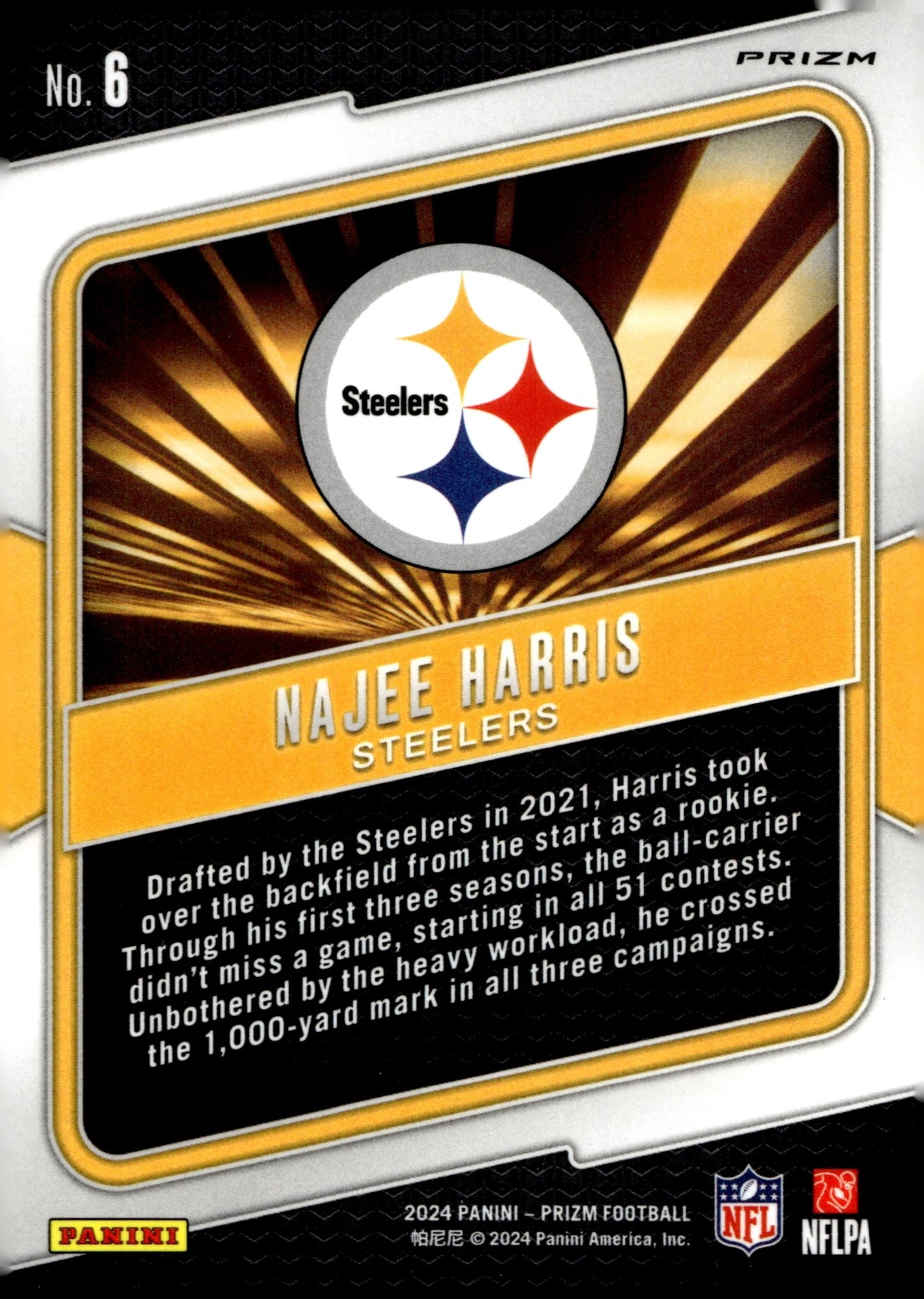 Najee Harris 2024 Panini Prizm Hype Green Prizm #6 #2 - Collector Store LLC